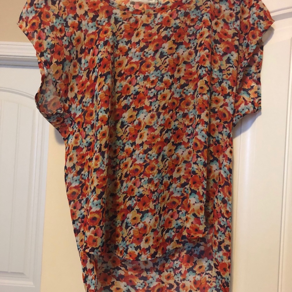 See through floral print shirt